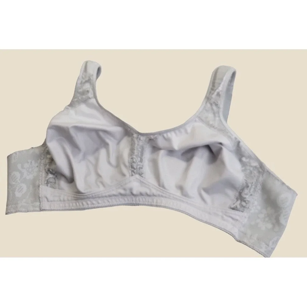 Vtg Playtex Wireless Bra Full Coverage Floral Comfort White Size 44C